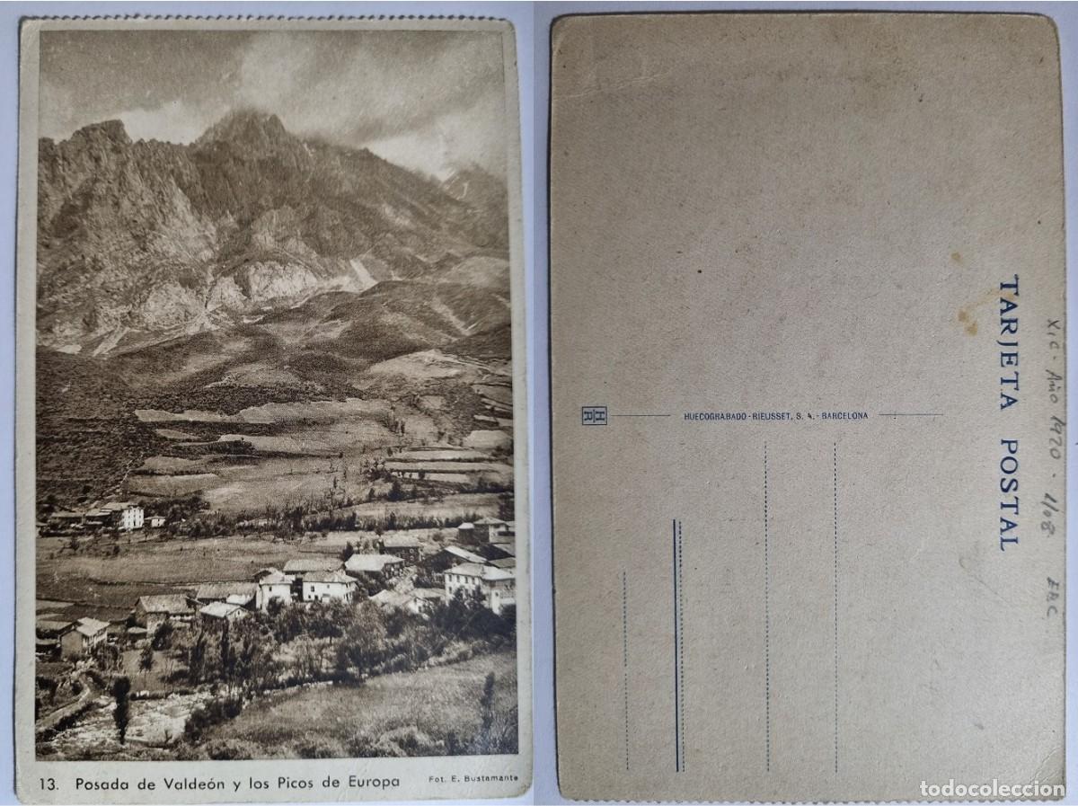 Postales: Postal Valle de Valde&oacute;n. Posada de Valde&oacute;n Y Picos de Europa. Fot. E. Bustamante.