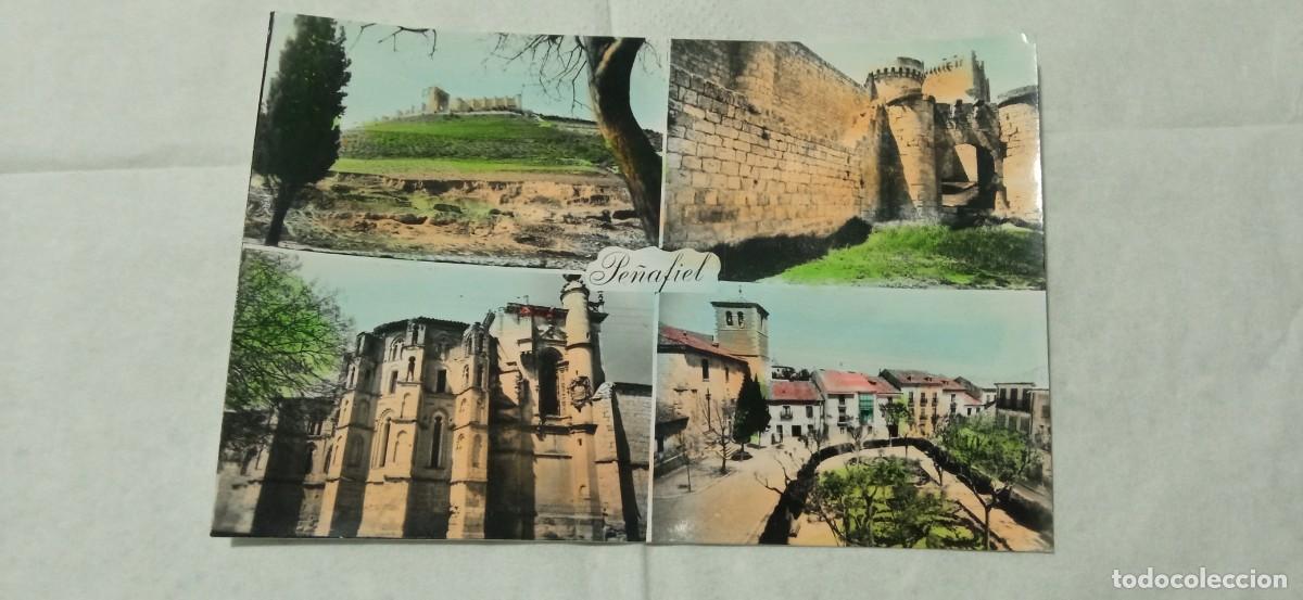 Postales: POSTAL PE&Ntilde;AFIEL EL CASTILLO Y SU ENTRADA CONVENTO SAN PABLO Y PARQUE DE REHOYO CIRCULADA