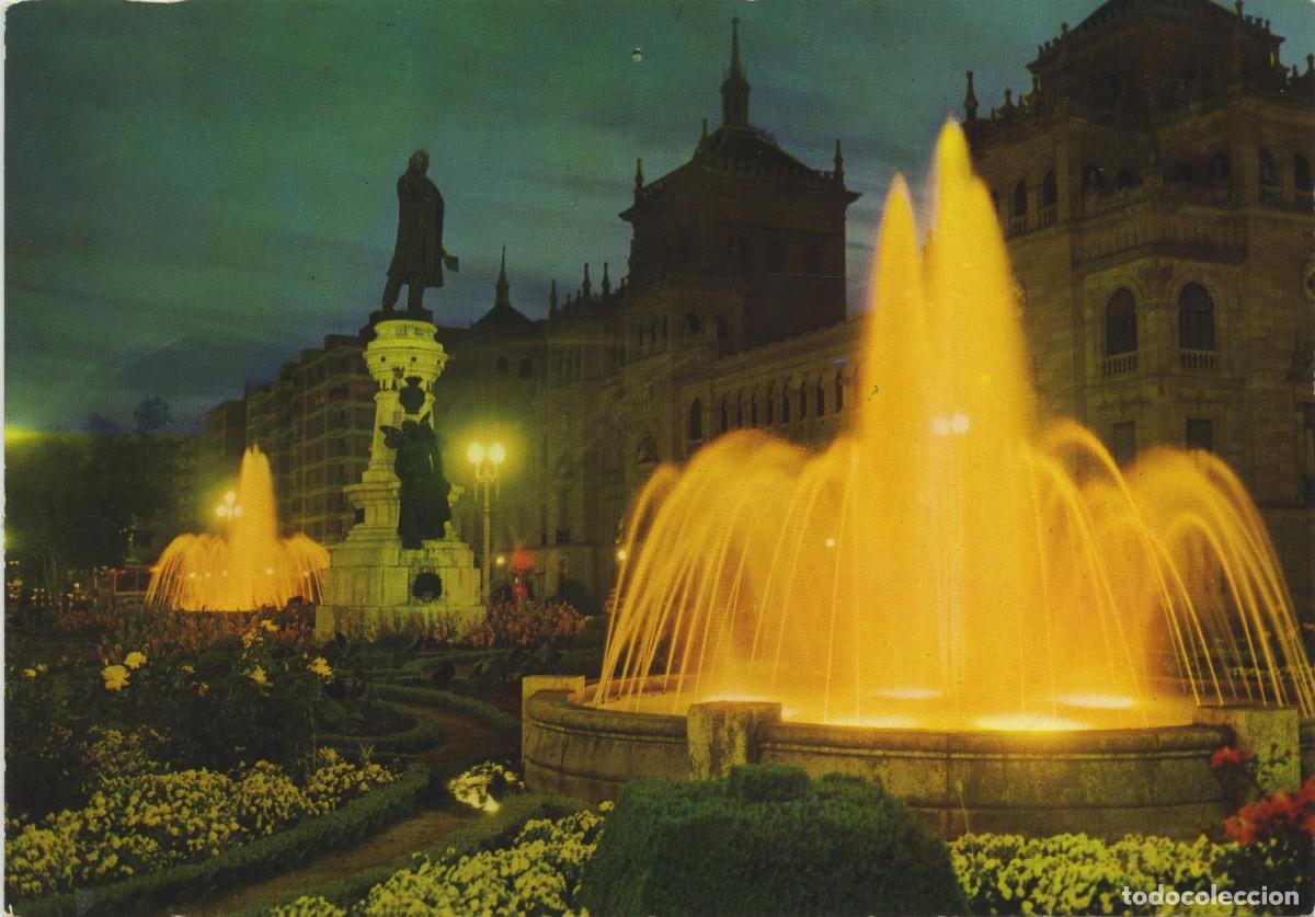 Postales: N&ordm; 2.027-VALLADOLID. Estatua de Zorrilla y Fuente Luminosa. Sin circular. EDICIONES ARRIBAS