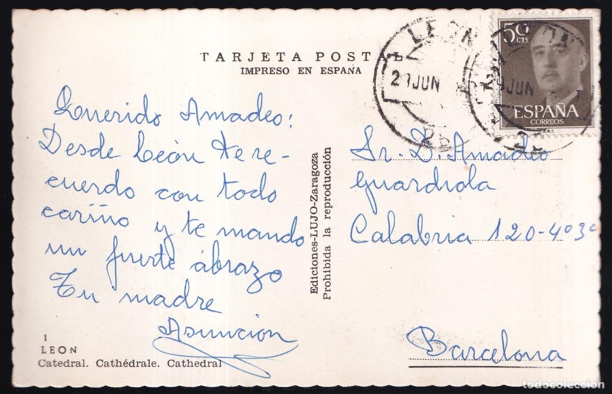 Postales: Le&oacute;n. *Catedral* Ed. Lujo n&ordm; 1. Circulada. - Foto 2