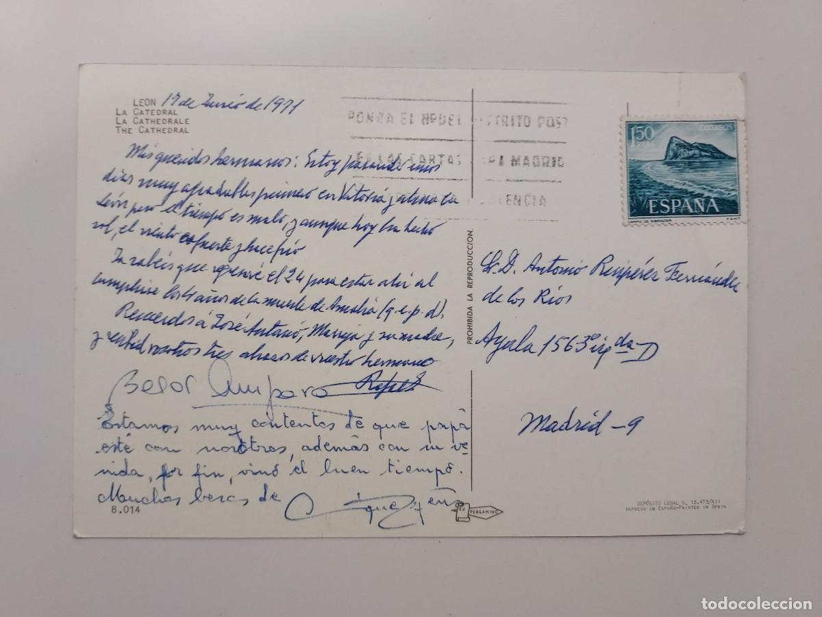 Postales: POSTAL LEON. LA CATEDRAL. 1969. CIRCULADA - Foto 2