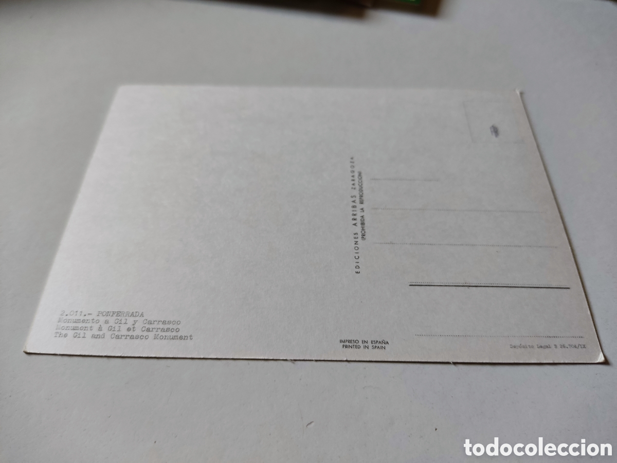 Postales: Postal Ponferrada monumento a Gil y Carrasco - Foto 2