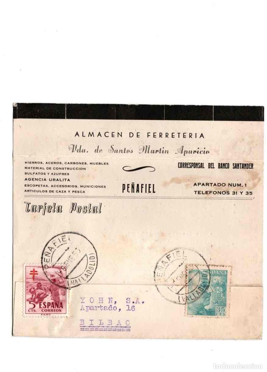 Postkarten: TARJETA POSTAL ALMACEN DE FERRETERIA. PE&Ntilde;AFIEL 5 DE ENERO 1952