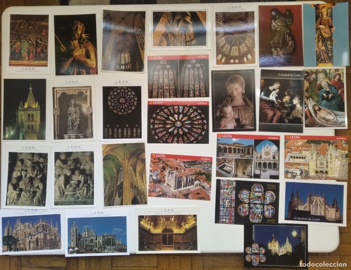 Postales: LOTE DE 48 POSTALES DE LA CATEDRAL DE LE&Oacute;N. - Foto 1