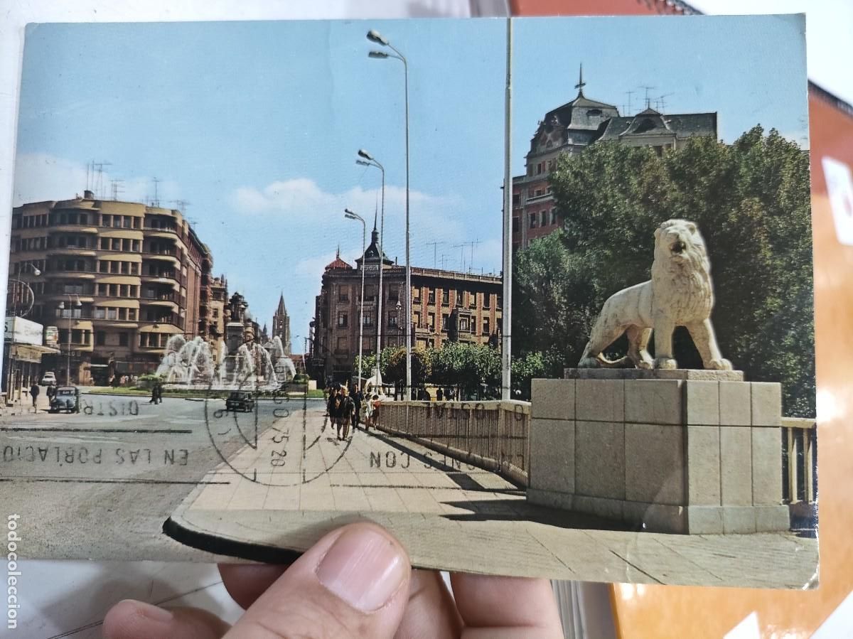 Postkarten: Postal LEON Plaza de Guzm&aacute;n El Bueno y Avenida de Ordo&ntilde;o II N 56 GARC&Iacute;A GARRABELLA Escrita y Sellada