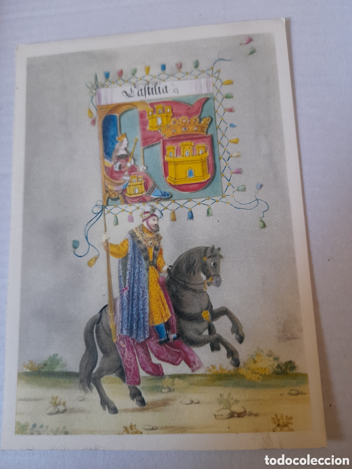 Postcards: Antigua postal, Escudo de Castilla, Manuscrito del siglo XVI