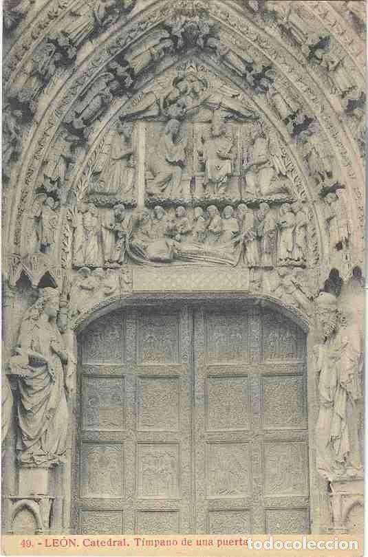 Postales: Leon - Catedral - Timpano de una puerta - Foto 1