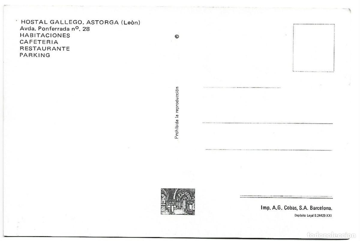 Postales: &rdquo; HOSTAL GALLEGO &rdquo;.- ASTORGA / LEON - Foto 2