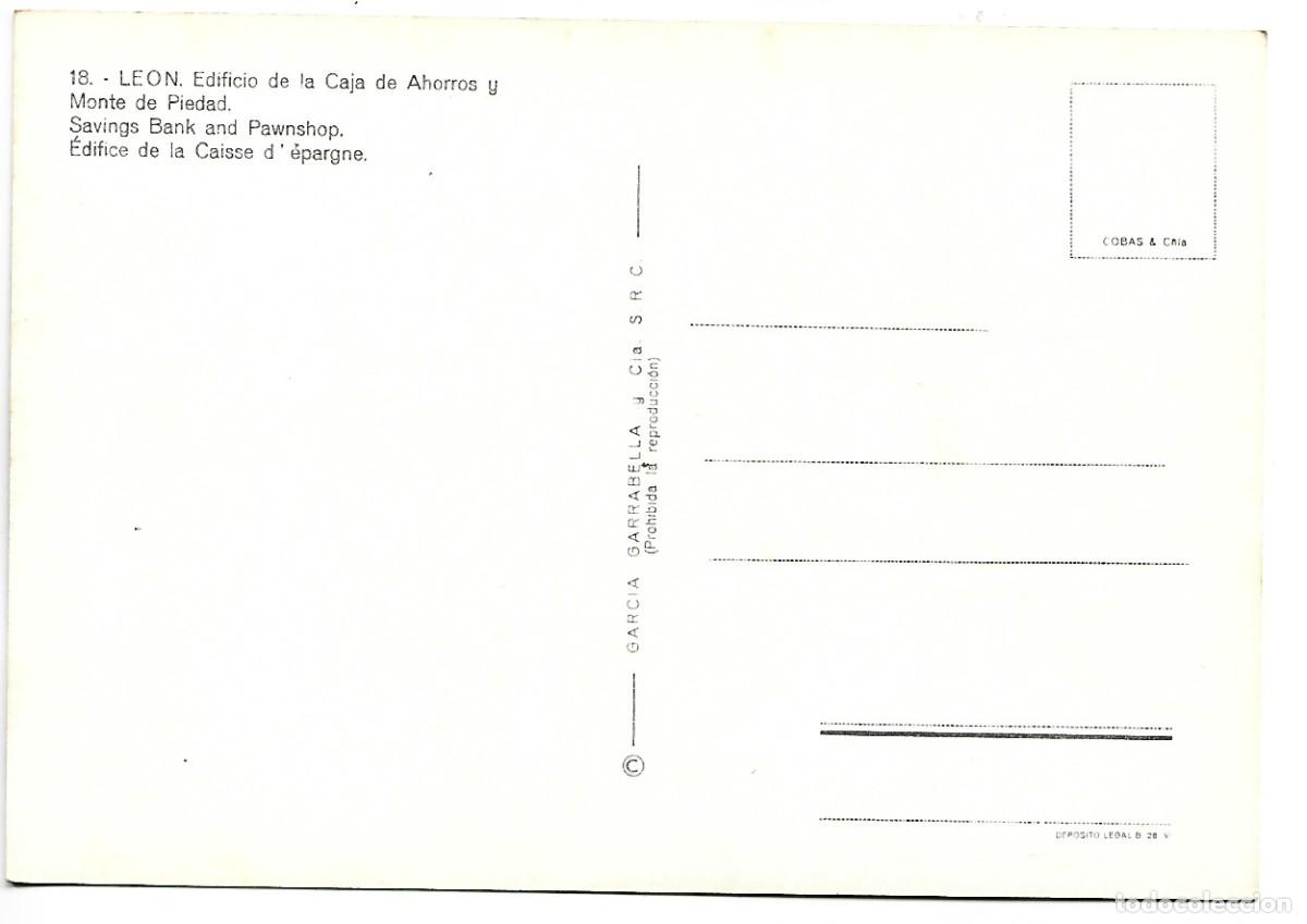 Postales: EDIFICIO DE LA CAJA DE AHORROS Y MONTE DE PIEDAD.- LEON - Foto 2