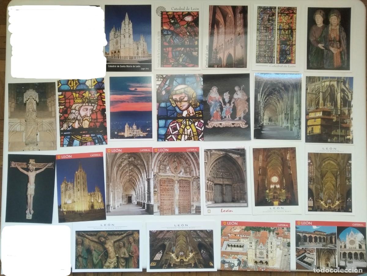 Postales: LOTE DE 48 POSTALES DE LA CATEDRAL DE LE&Oacute;N. - Foto 2