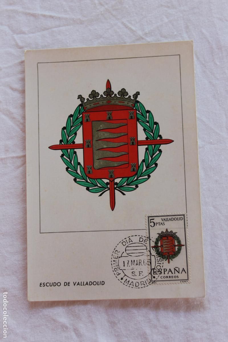 Postales: TARJETA POSTAL PRIMER DIA EMISION ESCUDO VALLADOLID 1965