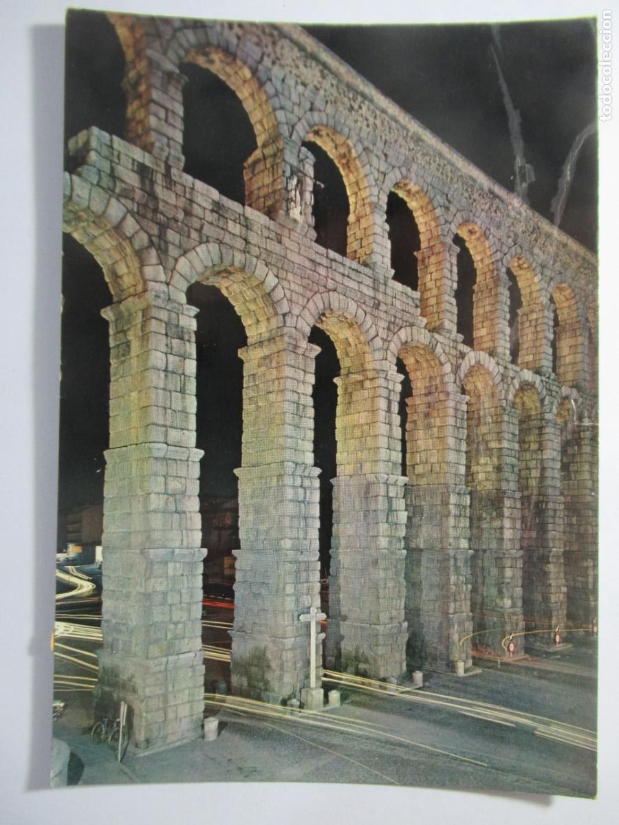 Postales: Segovia - Vista parcial del Acueducto. Nocturna - Circulada