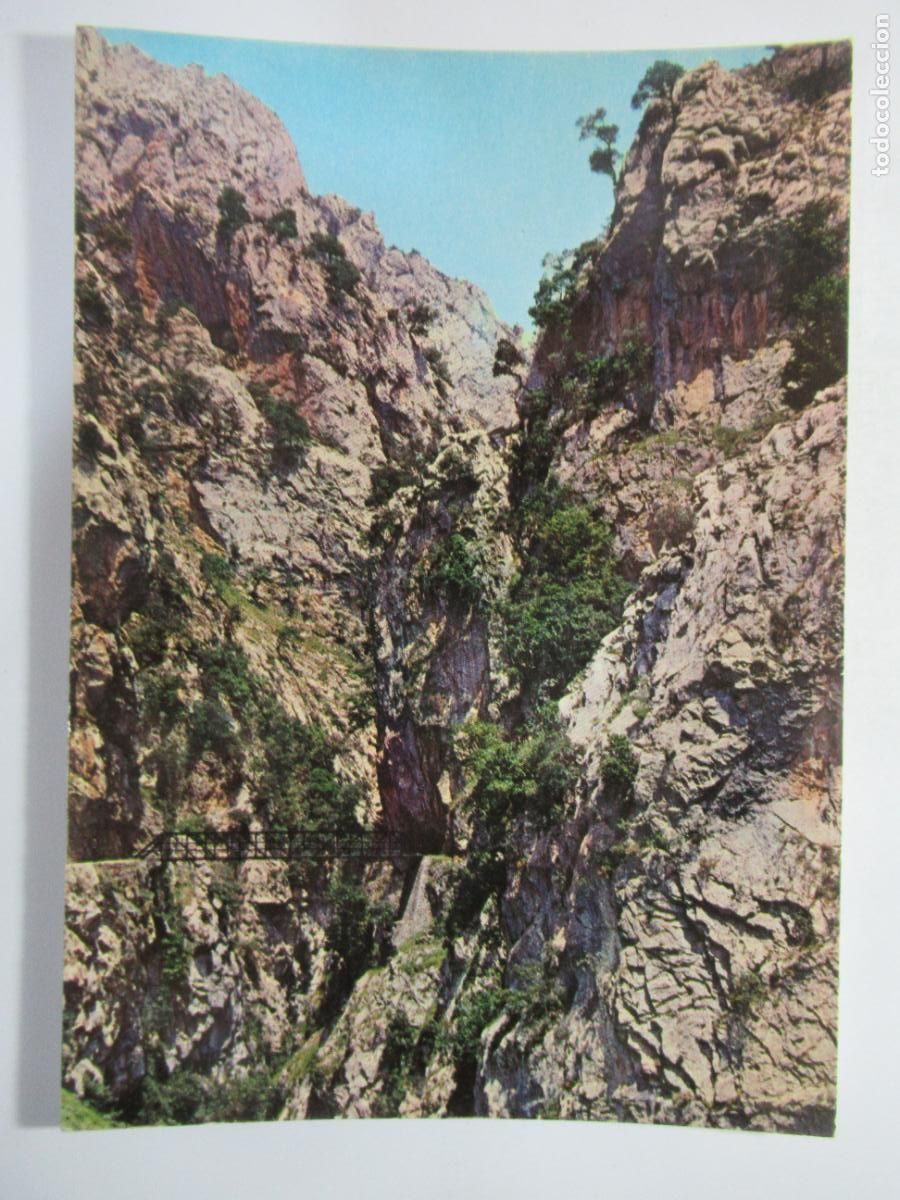 Postcards: Ca&iacute;n (Le&oacute;n) - El Puente Bol&iacute;n en el impresionante desfiladero del Cares. Ruta de a pie hacia Camarme