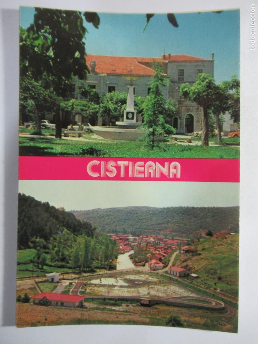 Postales: Cistierna (Le&oacute;n) - Plaza de Espa&ntilde;a. Ayuntamiento. Parque Infantil - S/C