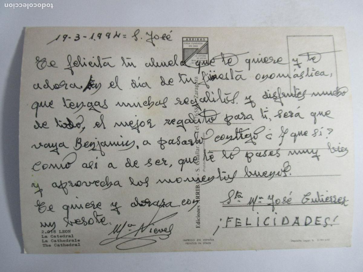 Postales: Le&oacute;n - La Catedral - Escrita - Foto 2