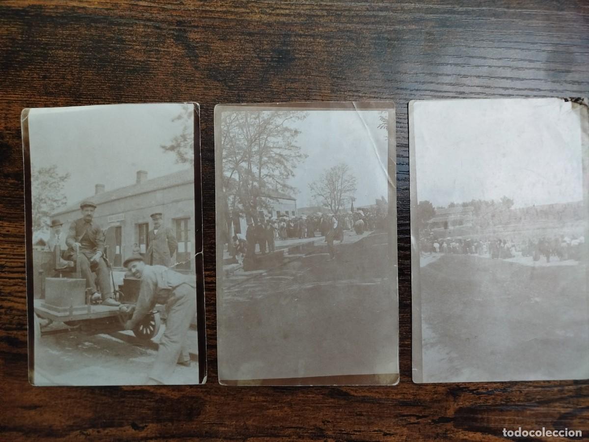 Postales: Tres postales l&iacute;nea Torralba Soria / Estaci&oacute;n Navalcaballo/ Colecci&oacute;n Smet jefe ferrocarril Soria