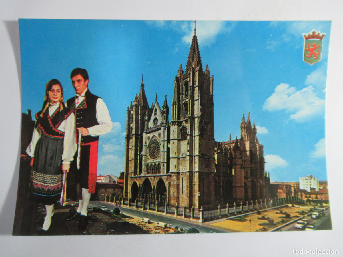 Postales: Le&oacute;n - Catedral. Traje t&iacute;pico leon&eacute;s - S/C