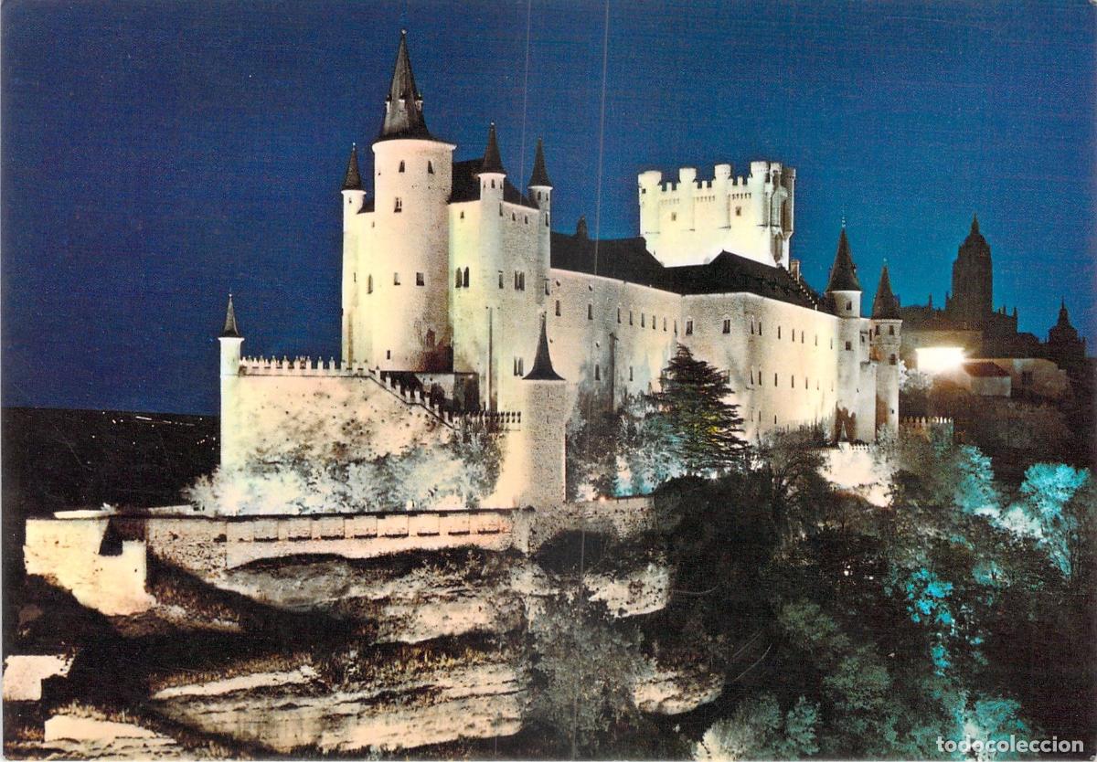 Postales: Postal de Segovia - El Alc&aacute;zar Iluminado de Noche