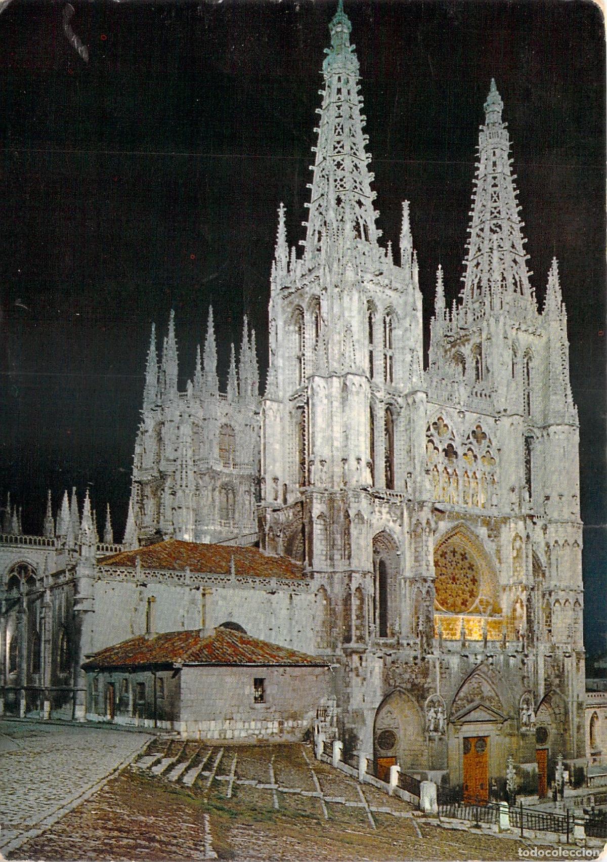 Postales: Postal de la Catedral de Burgos, vista nocturna iluminada