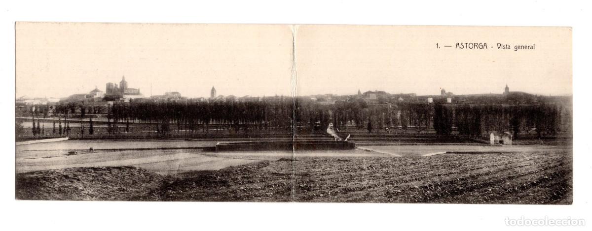 Postales: ASTORGA.(LE&Oacute;N).- VISTA GENERAL. POSTAL PANOR&Aacute;MICA DOBLE.