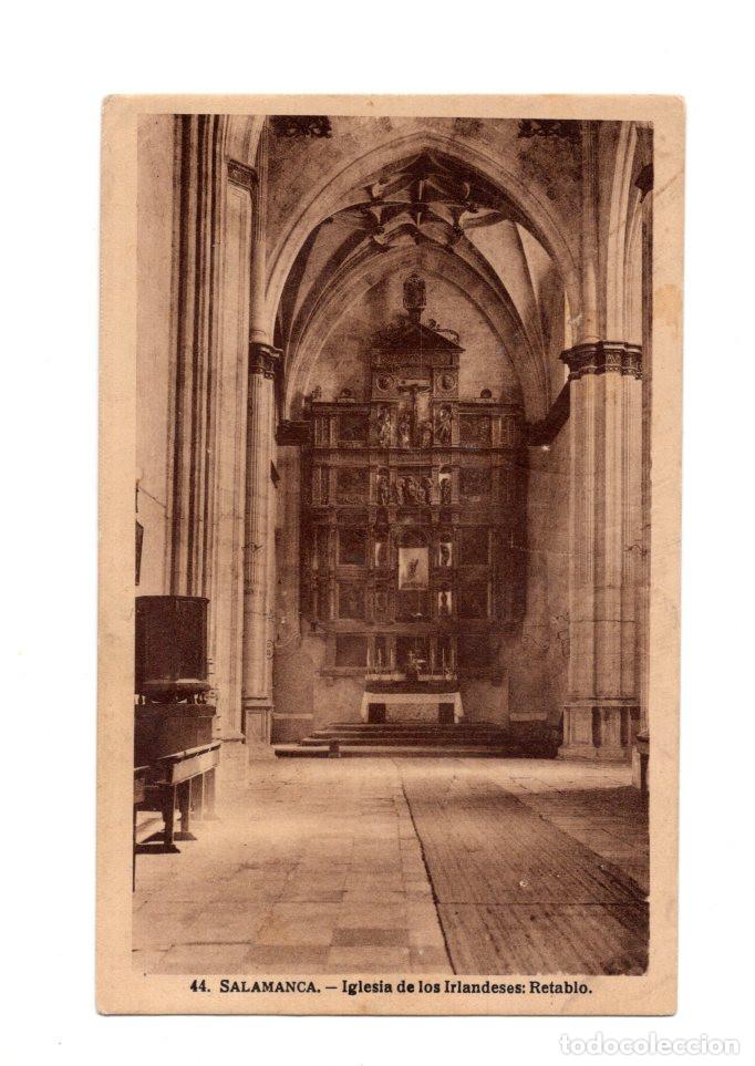 Postales: SALAMANCA.- IGLESIA DE LOS IRLANDESES: RETABLO. PUBLICIDAD. COMPA&Ntilde;&Iacute;A ARRENDATARIA DE TABACOS. RESTAU