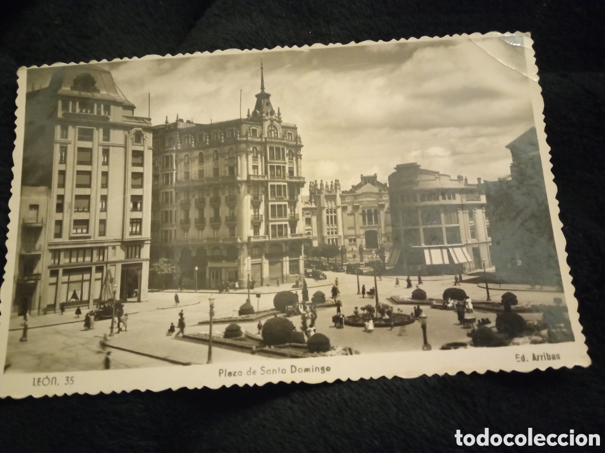 Postales: Antigua postal fotogr&aacute;fica, Le&oacute;n, Plaza de Santo Domingo