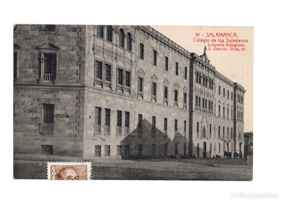 Postales: SALAMANCA.- COLEGIO DE LOS SALESIANOS. LIBRER&Iacute;A RELIGIOSA. A. GARC&Iacute;A-R&Uacute;A, 26