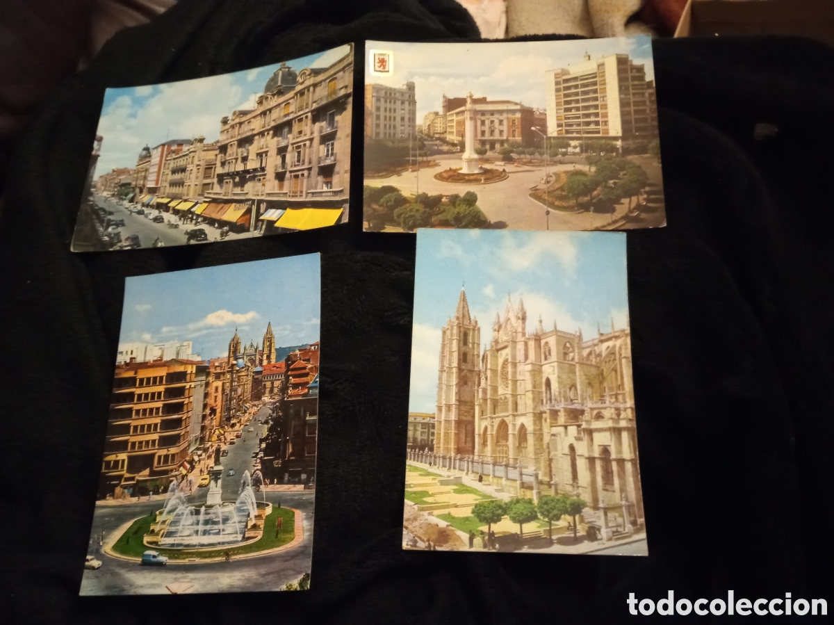 Postales: 4 antiguas postales fotogr&aacute;ficas de Le&oacute;n