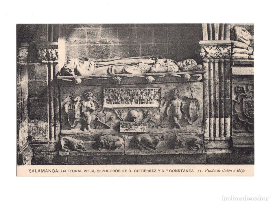 Postales: SALAMANCA.- CATEDRAL VIEJA, SEPULCROS DE D. GUTIERREZ Y D.CONSTANZA 51. VIUDA DE CAL&Oacute;N &Eacute; HIJO.