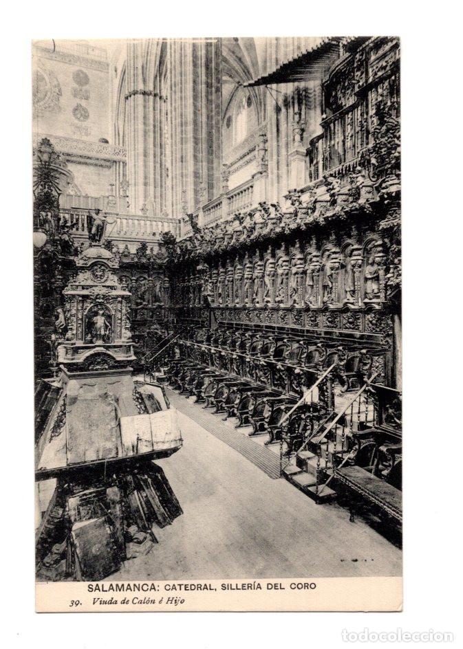 Postales: SALAMANCA.- CATEDRAL, SILLER&Iacute;A DEL CORO 39. VIUDA DE CAL&Oacute;N &Eacute; HIJO.