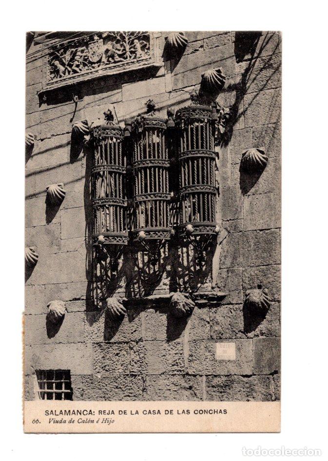 Postales: SALAMANCA.- REJA DE LA CASA DE LAS CONCHAS 66. VIUDA DE CAL&Oacute;N &Eacute; HIJO.