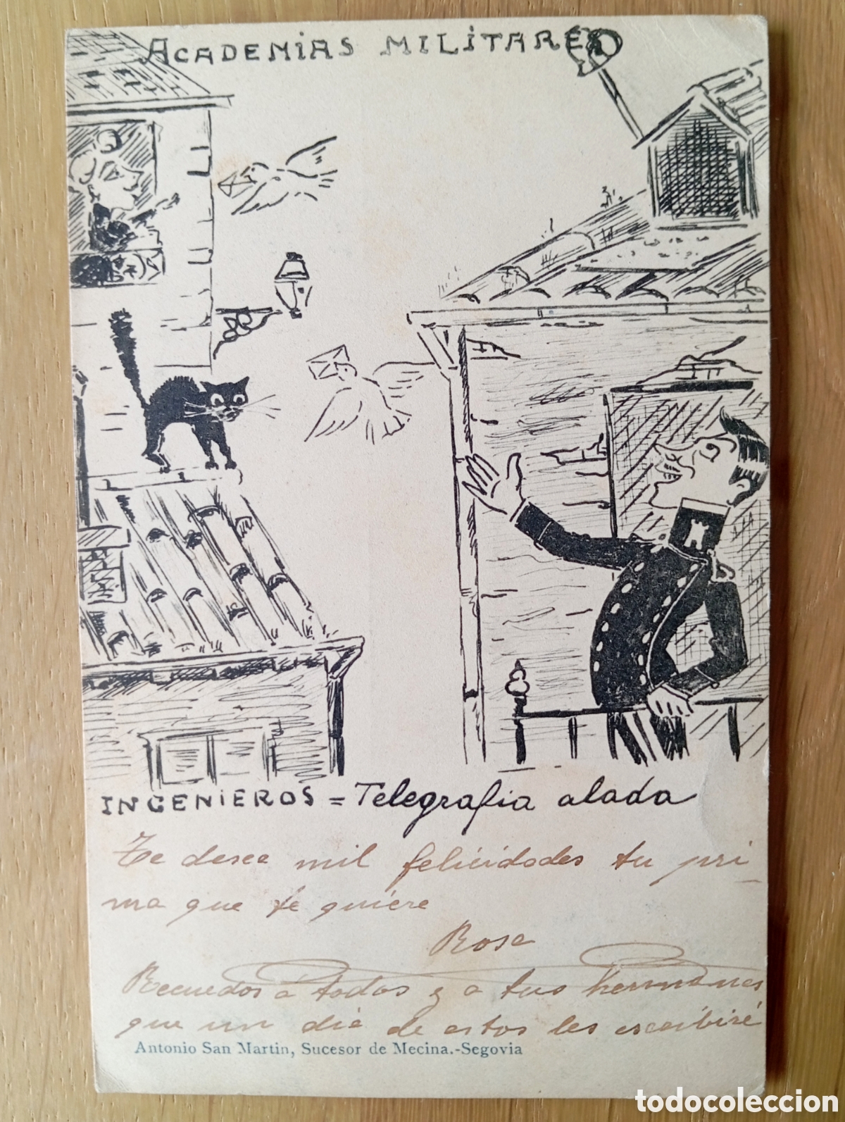 Postales: POSTAL ACADEMIA GENERAL DE INGENIEROS ANTONIO SAN MART&Iacute;N HAUSER Y MENET SEGOVIA ILUSTRACI&Oacute;N CHISTE