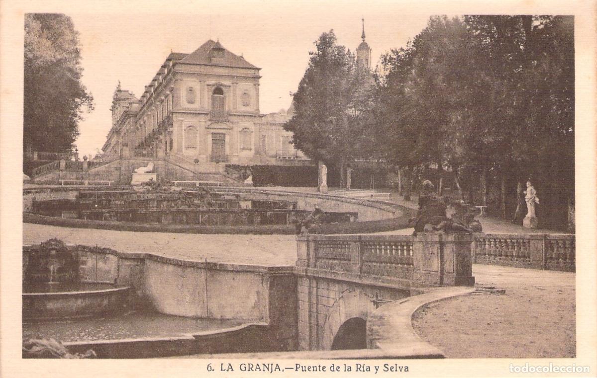 Postales: Postal de La Granja Segovia Puente de la R&iacute;a y Selva Roisin