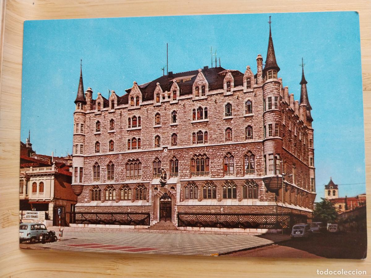Postales: LEON EDIFICIO CAJA AHORROS ED HIJOS F ALONSO 34 ESCRITA COCHES CL&Aacute;SICOS