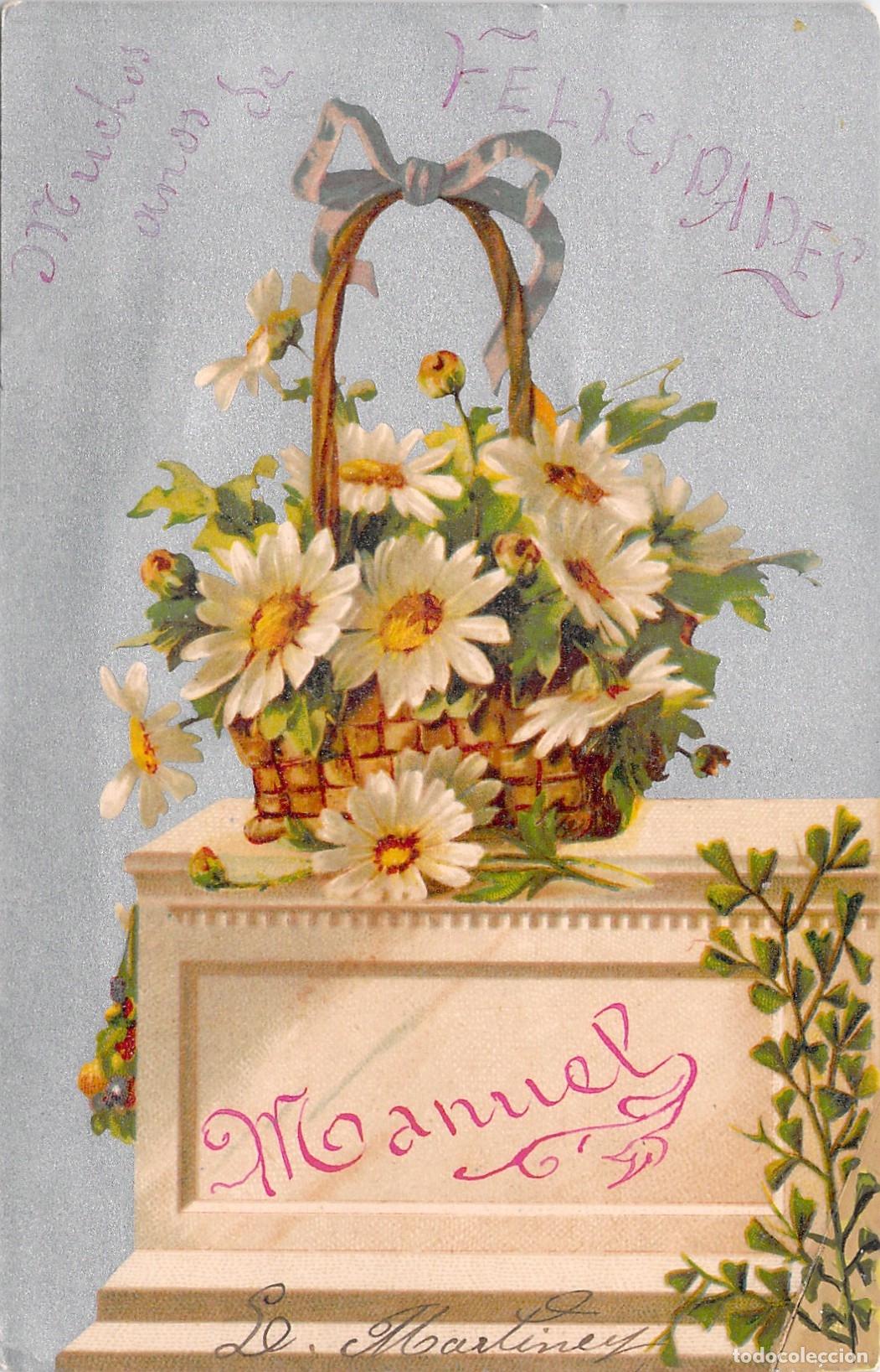Postales: Postal de Felicitaci&oacute;n con Canasta de Margaritas