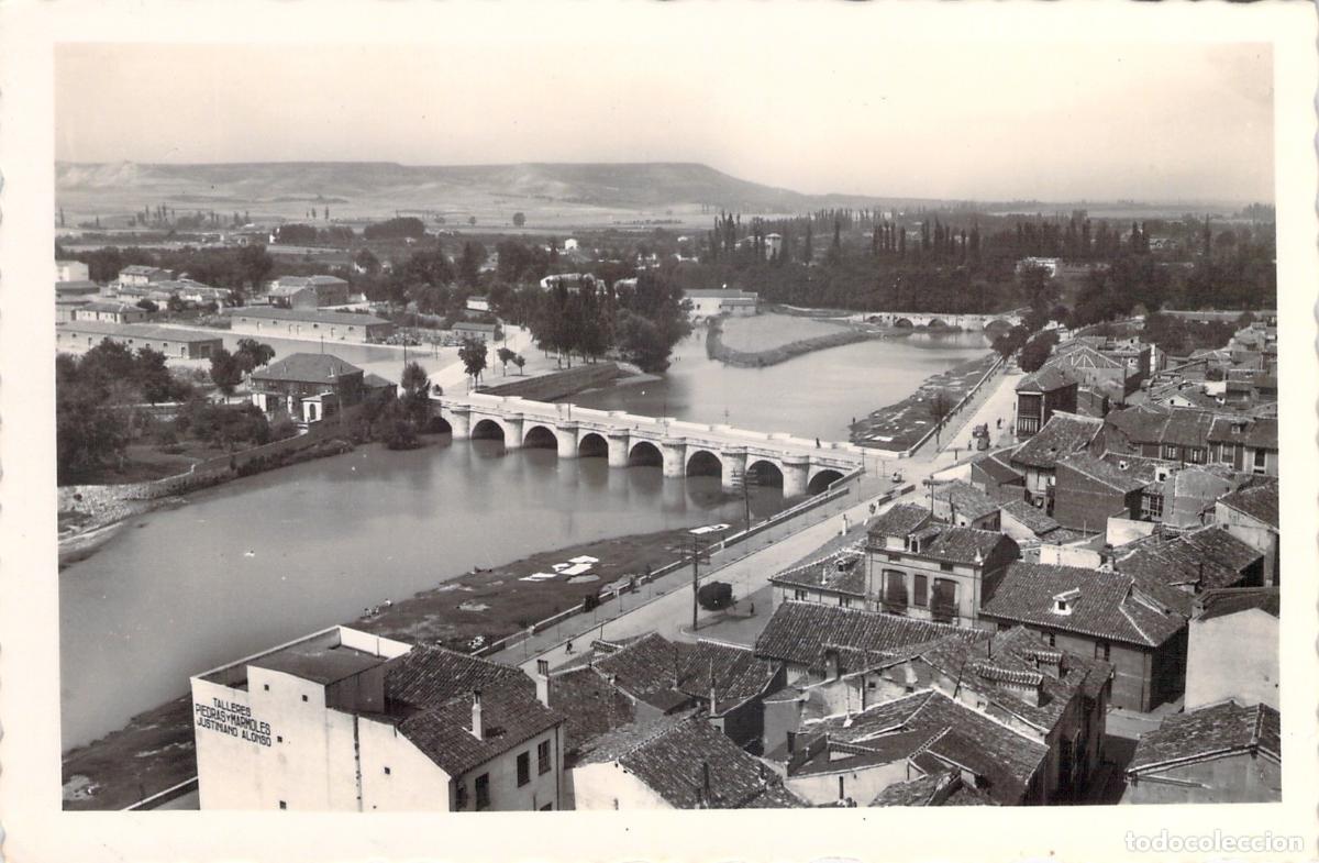 Postales: Postal de Palencia: Vista del R&iacute;o Carri&oacute;n y sus Puentes