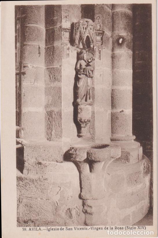 Postales: AVILA, IGLESIA DE SAN VICENTE, VIRGEN DE LA ROSA (SIGLO XIV) - L.ROISIN N&ordm;59 - S/C