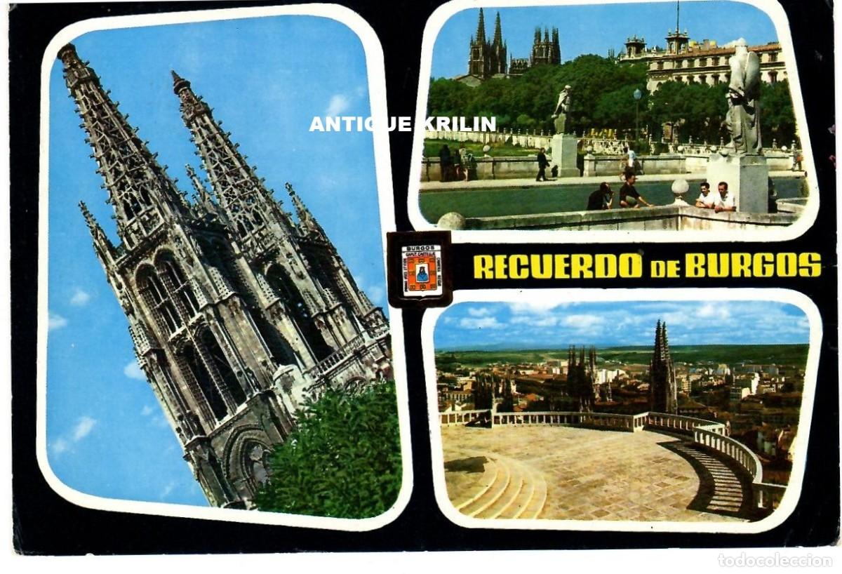 Postales: BURGOS N&ordm; 77 VARIAS VISTAS / ESCUDO DE ORO / FRANQUEADA