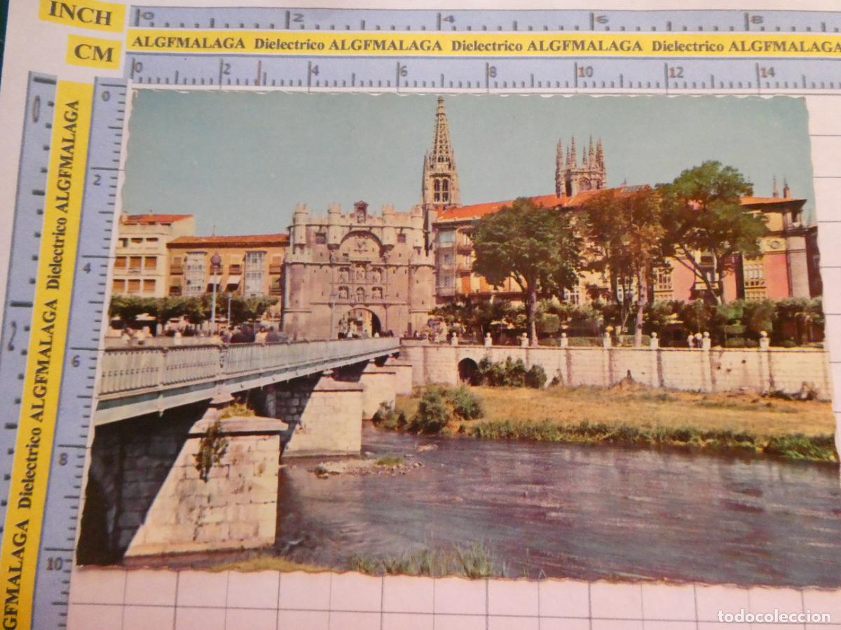Postales: POSTAL DE BURGOS. A&Ntilde;O 1960. PUENTE SOBRE EL R&Iacute;O ARLANZ&Oacute;N Y PUERTA DE SANTA MAR&Iacute;A 1110 GARRABEL. 2591