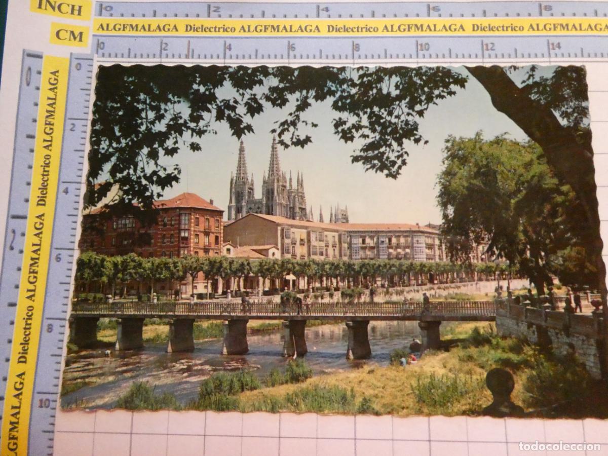 Postales: POSTAL DE BURGOS. A&Ntilde;O 1960. PUENTE SOBRE EL R&Iacute;O ARLANZ&Oacute;N Y AVENIDA GENERAL&Iacute;SIMO 1114 GARRABELL. 2592