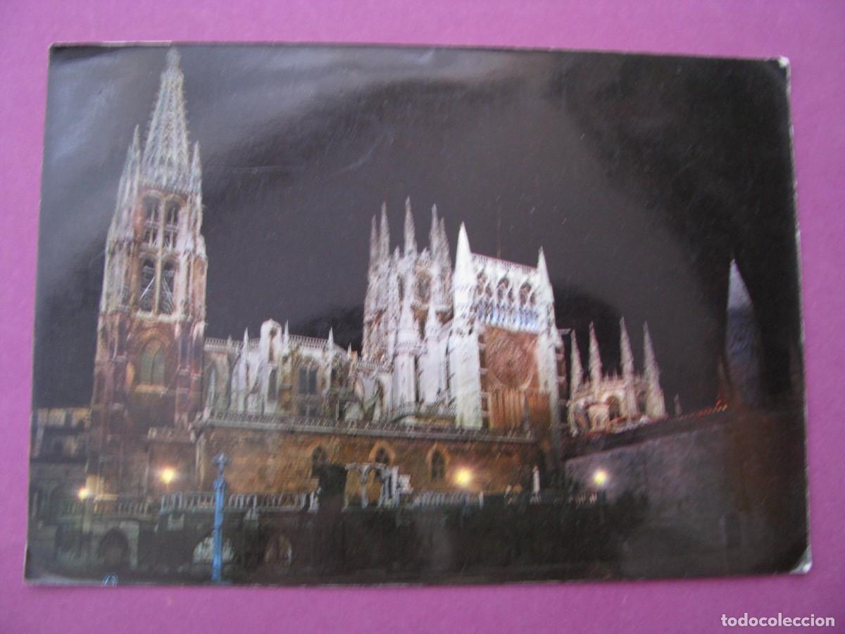 Postales: POSTAL DE BURGOS. LA CATEDRAL. FACHADA SUR. VISTA NOCTURNA. INTER