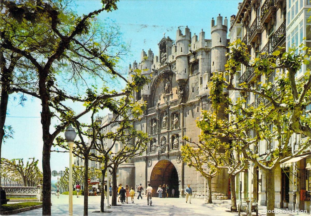 Postales: Postal de Burgos: Arco de Santa Mar&iacute;a y Paseo del Espol&oacute;n