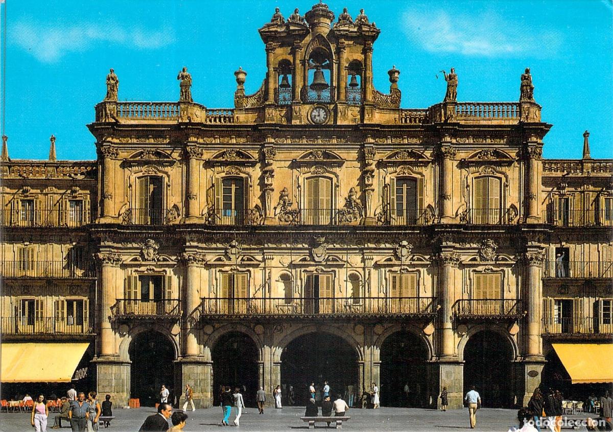 Postales: Postal de Salamanca: Plaza Mayor y Ayuntamiento