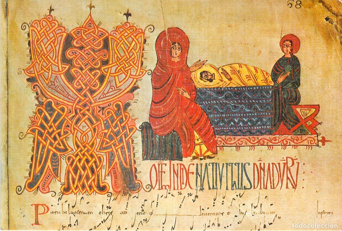 Postales: Postal de Arte Moz&aacute;rabe: La Natividad, Antifonario de la Catedral de Le&oacute;n