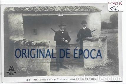 Postales: (PS-80276)POSTAL FOTOGRAFICA DE RIOFRIO-MR.LOUBET Y SU HIJO PAUL EN EL PUESTO DE CAZA