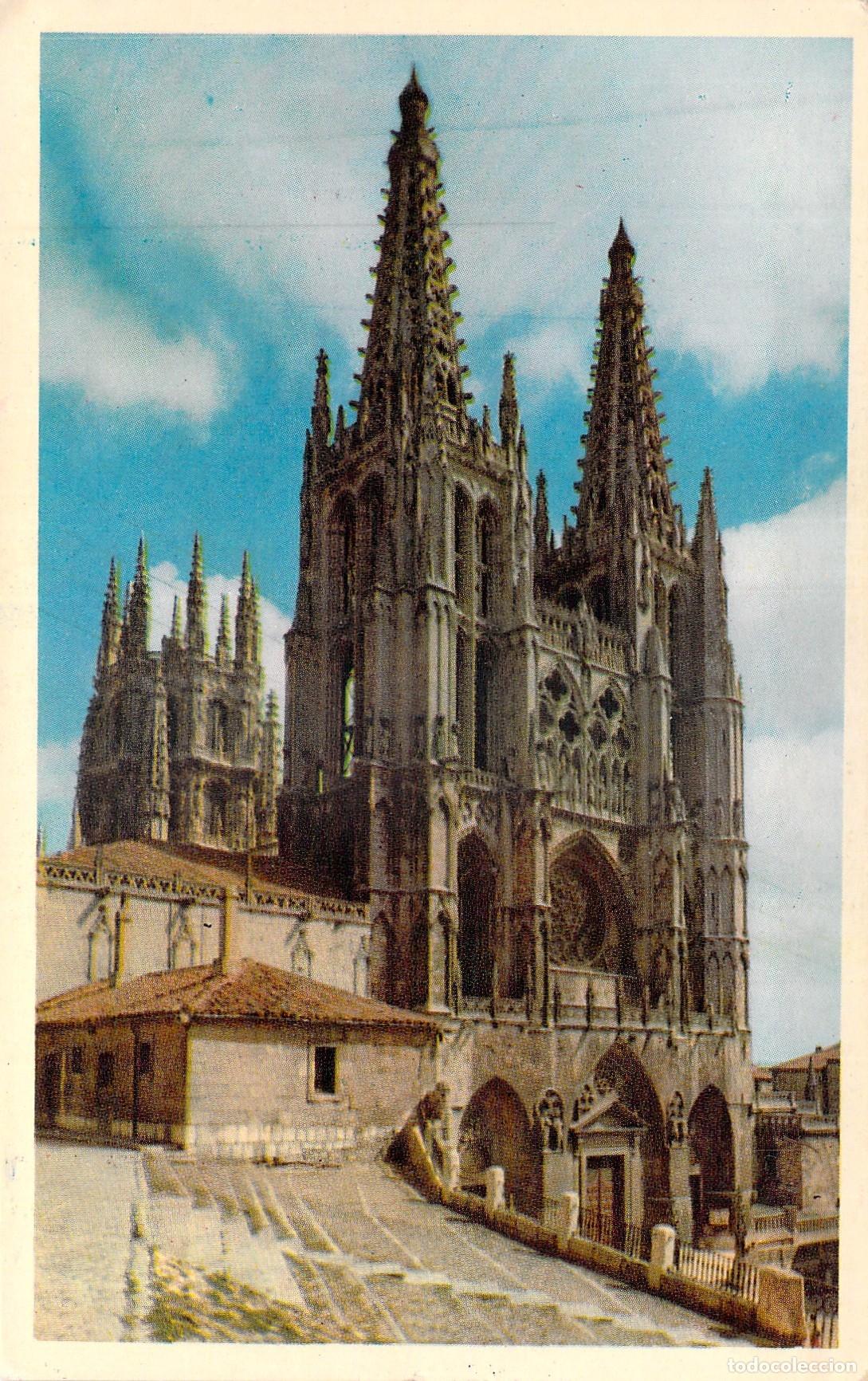 Postales: Postal de la Catedral de Burgos con Agujas G&oacute;ticas