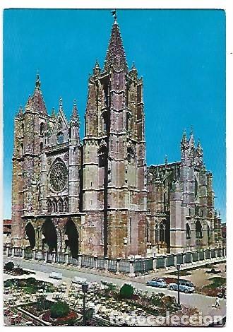 Postales: FACHADA PRINCIPAL DE LA CATEDRAL.- LEON