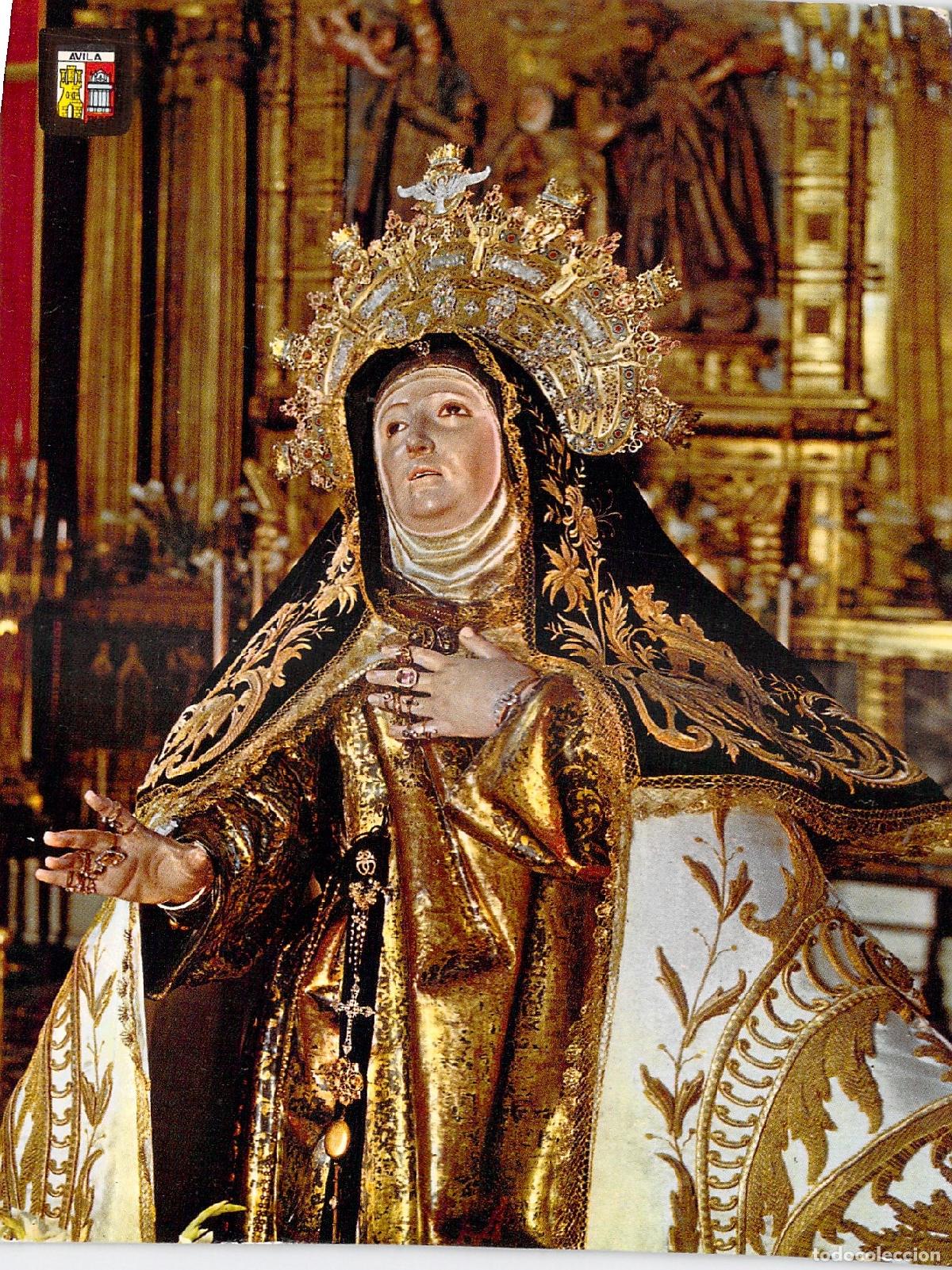 Postales: Postal de la Imagen de Santa Teresa en &Aacute;vila, Escudo de Oro