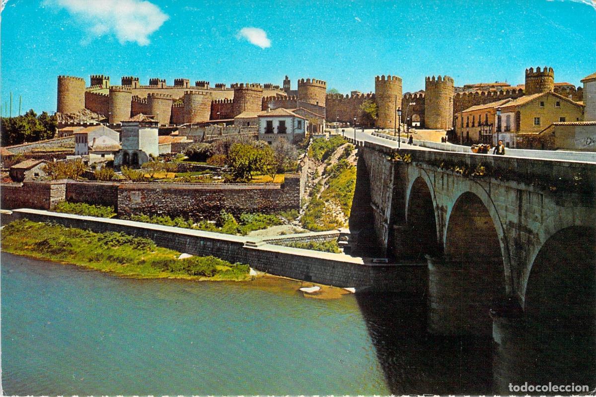 Postales: Postal de &Aacute;vila con el R&iacute;o Adaja y sus Hist&oacute;ricas Murallas
