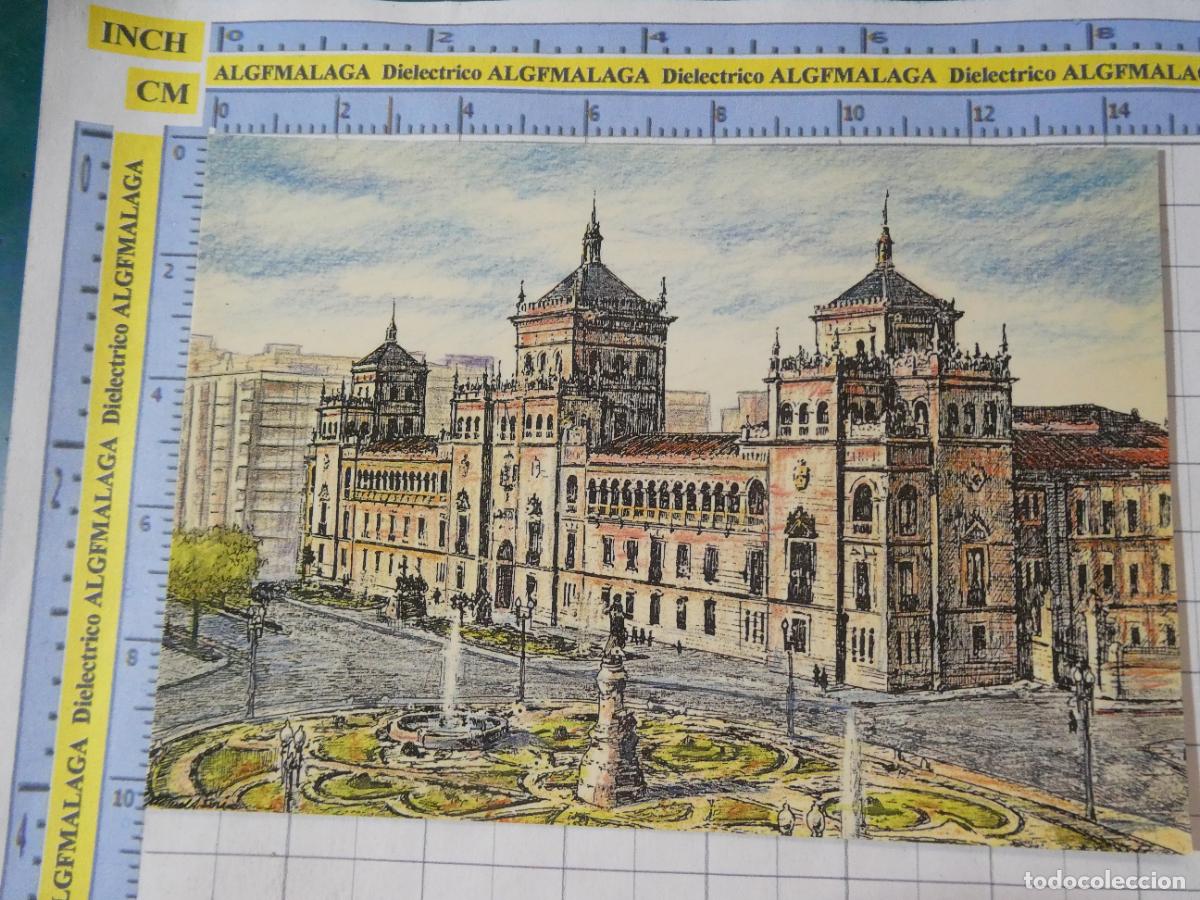 Postales: POSTAL DE VALLADOLID. A&Ntilde;O 1990. DIBUJO ACADEMIA DE CABALLER&Iacute;A Y PLAZA ZORRILLA 4 MAS. 1414